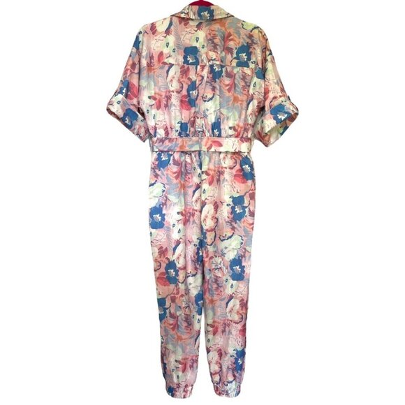 Lena Romper Jumpsuit Floral Print Pockets & Belted Zip Front Cuffed Ankles Small - Picture 4 of 9
